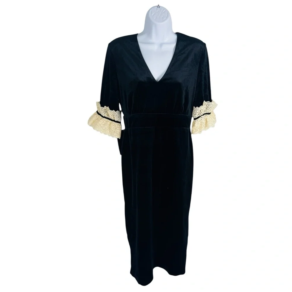 Tuckernuck Black Formal Velvet Odette Cocktail Midi Dress NWT Size M